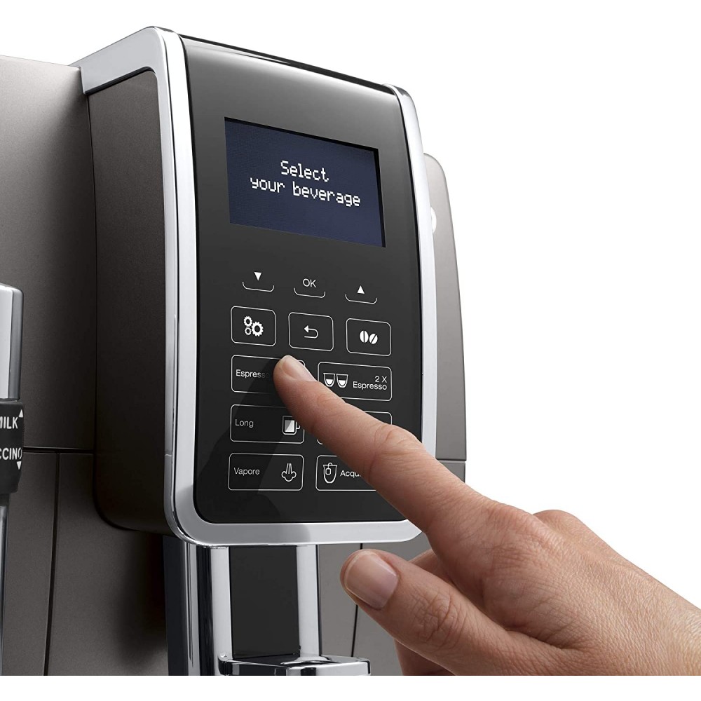 Macchina Caffè Automatica Espresso con Macinacaffè ed Erogatore di Vapore Caffè in Grani colore Titanio De Longhi Dinamica ECAM 359.37.TB - immagine 2