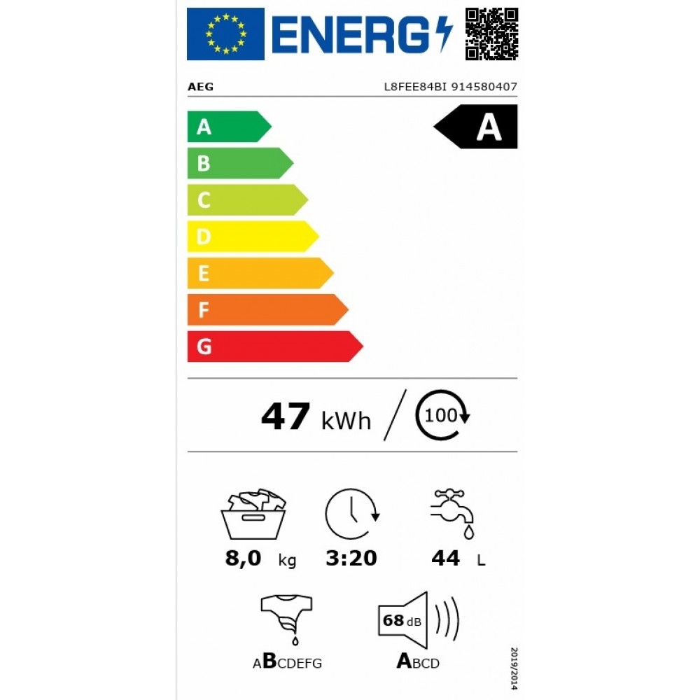 Lavatrice da incasso ProSteam 8 Kg classe A 1400 giri/min. Vapore Motore Inverter Serie 8000 con WiFi AEG L8FEE84BI - immagine 4